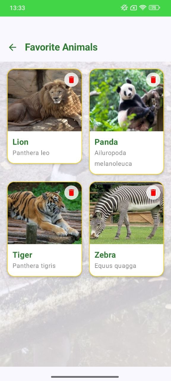 Favorite animals screen